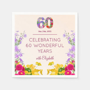 60e verjaardag Bloemen Modern 60 jaar feest elegan Servet