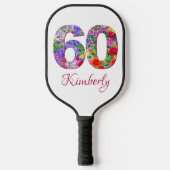 60e verjaardag bloemenontwerp pickleball paddle (Voorkant)