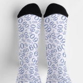 60e verjaardag Blue Random Number Pattern Sokken (Top)