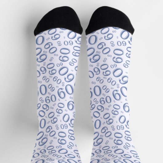 60e verjaardag Blue Random Number Pattern Sokken (Top)