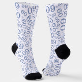 60e verjaardag Blue Random Number Pattern Sokken (Gebogen)