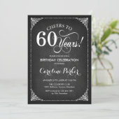 60e verjaardag - Chalkboard White Kaart (Staand voorkant)