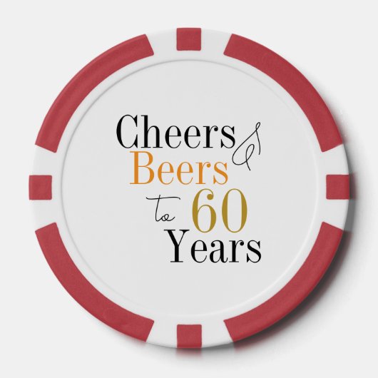 60e verjaardag Cheers Beers Party Poker Chips (Voorkant)