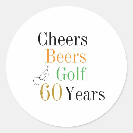 60e verjaardag Cheers en bieren Golf Minimal Ronde Sticker (Voorkant)