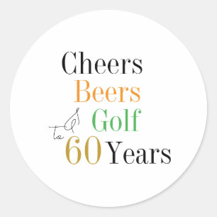 60e verjaardag Cheers en bieren Golf Minimal Ronde Sticker