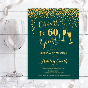60e verjaardag - Cheers tot 60 jaar Emerald Green Kaart