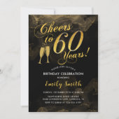 60e verjaardag - Cheers tot 60 jaar Gold Black Kaart (Voorkant)
