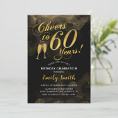 60e verjaardag - Cheers tot 60 jaar Gold Black Kaart (Staand voorkant)