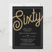 60e verjaardag Chic Black en Gold Script Kaart (Voorkant)