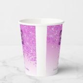 60e verjaardag Classy Falling Pink Glitter Papieren Bekers (Links)