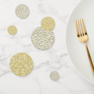 60e verjaardag Cool Nummer Patroon Goud en Wit Confetti