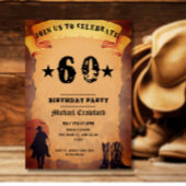 60e verjaardag cowboy oud papier paardrijden feest kaart
