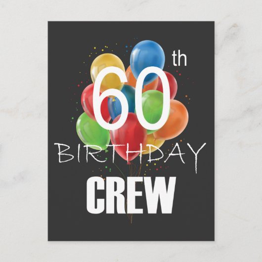 60e verjaardag crew 60 feest crew groep briefkaart (Voorkant)