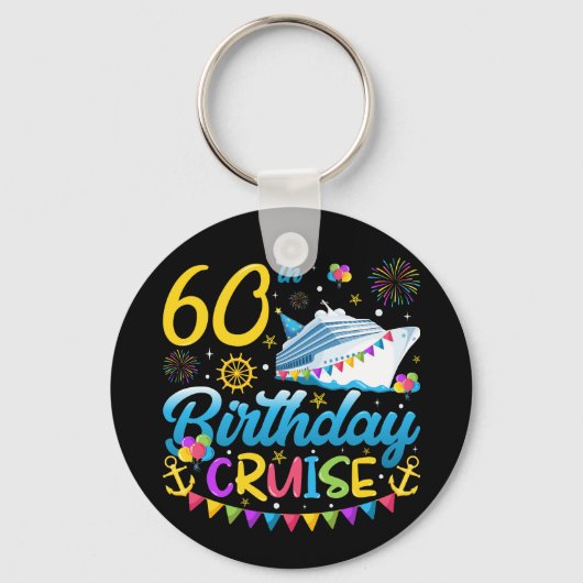 60e verjaardag Cruise B-Day Party Circle Sleutelhanger (Voorkant)