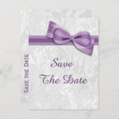 60e verjaardag Damask en Faux Bow Bewaar de datum Aankondigingskaart (Voorkant / Achterkant)