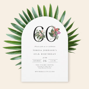 60e verjaardag Eenvoudig Elegant Tropisch Bloemmot Kaart