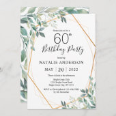 60e verjaardag Elegant Eucalyptus Greenery and Gol Kaart (Voorkant / Achterkant)
