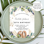 60e verjaardag eucalyptus greenery glitter elegant uitnodiging briefkaart