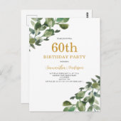 60e verjaardag Eucalyptus Waterverf Briefkaart (Voorkant / Achterkant)