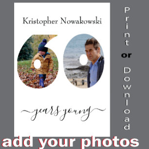 60e verjaardag Fabulous Photo Template Fun Card Kaart