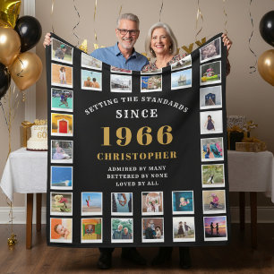 60e verjaardag familieherinneringen fotocollage fleece deken