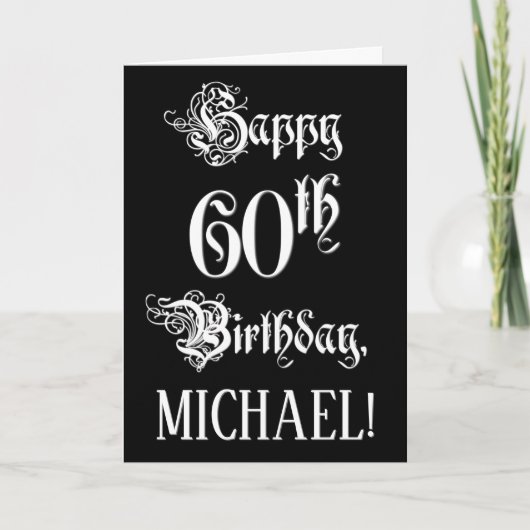 60e verjaardag: Fancy, elegant script + aangepaste Kaart (Voorkant)