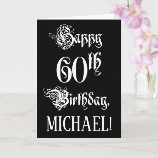 60e verjaardag: Fancy, elegant script + aangepaste Kaart (Orchidee)