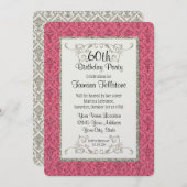 60e verjaardag Faux Gold Glitter Damask Pattern Kaart (Voorkant / Achterkant)