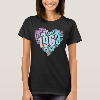 60e verjaardag FEBRUARI GIRL 1963 Geweldige verblu T-shirt