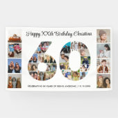 60e verjaardag feest nummer 60 fotocollage spandoek (Horizontaal)