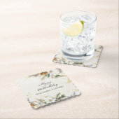 60e Verjaardag Feest Witte Winter Bloemen Custom Kartonnen Onderzetters (Insitu)