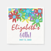 60e verjaardag Floral - Aangepast papier servetten (Voorkant)