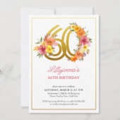 60e verjaardag  Floral Gold Number 60 Kaart (Voorkant)