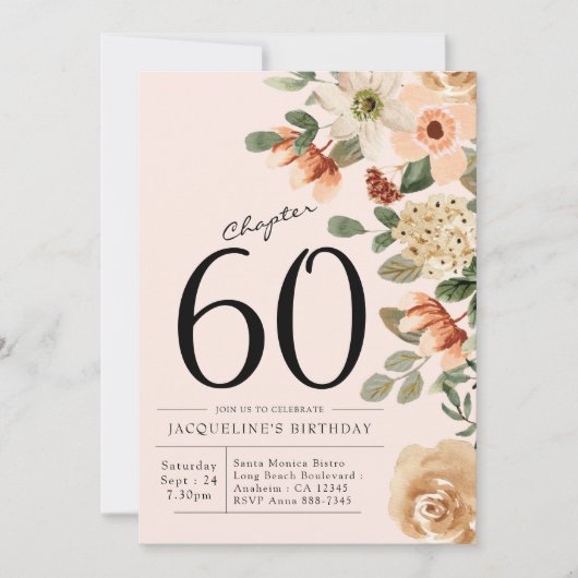 60e  verjaardag Floral Kaart (Voorkant)