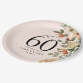 60e  verjaardag Floral Papieren Bordje (Gekanteld)