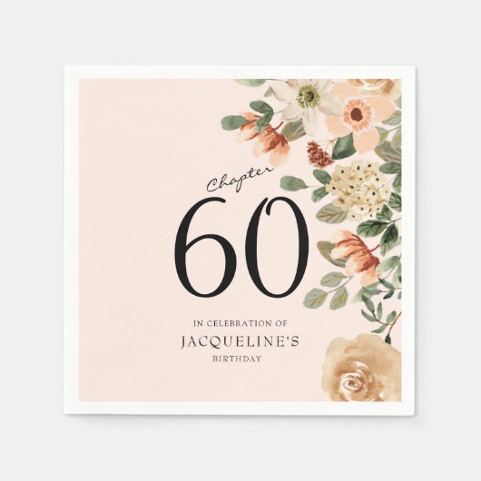 60e  verjaardag Floral Servet (Voorkant)