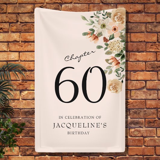 60e  verjaardag Floral Spandoek