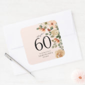 60e verjaardag Floral Vierkante Sticker (Envelop)
