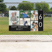 60e verjaardag Foto Collage 5 Afbeelding Zwart wit Spandoek (Insitu)