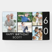 60e verjaardag Foto Collage 5 Afbeelding Zwart wit Spandoek (Horizontaal)