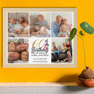 60e verjaardag Foto Collage Script Typografie Poster