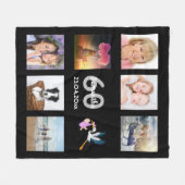 60e verjaardag foto collage zwart fleece deken (Voorkant (Horizontaal))