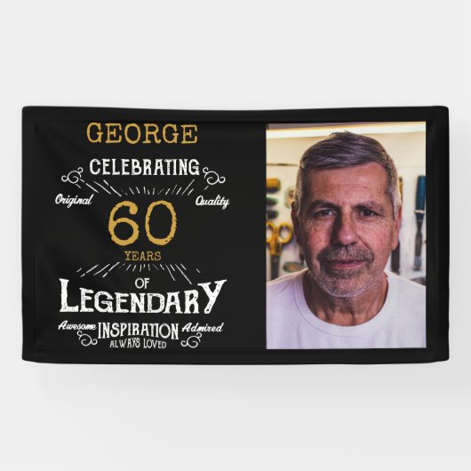 60e verjaardag foto sjabloon Legendary Spandoek (Horizontaal)