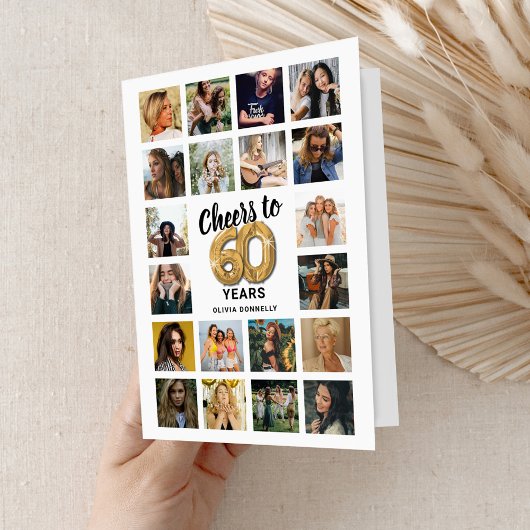60e verjaardag Fotocollage Kaart