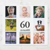 60e verjaardag fotocollage man bier etiket (Enkel label)