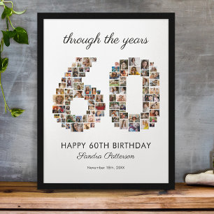 60e verjaardag fotocollage poster
