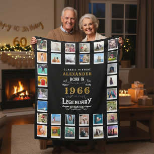 60e verjaardag Fotocollage Vader Opa Fleece Deken