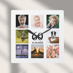 60e verjaardag fotocollage vierkante klok