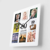 60e verjaardag fotocollage vierkante klok (Hoek)