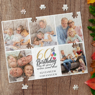 60e verjaardag Fotocollage zestig jaar oud Script Legpuzzel